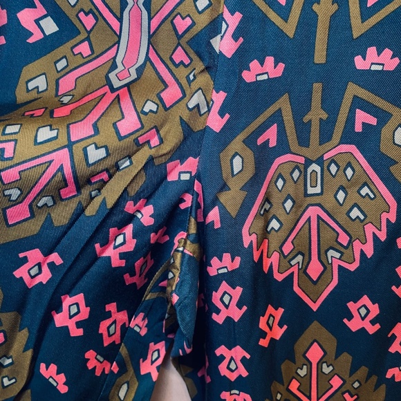 Boden geo print wide leg pant in blue, green and pink. Sz 12 - Picture 5 of 9